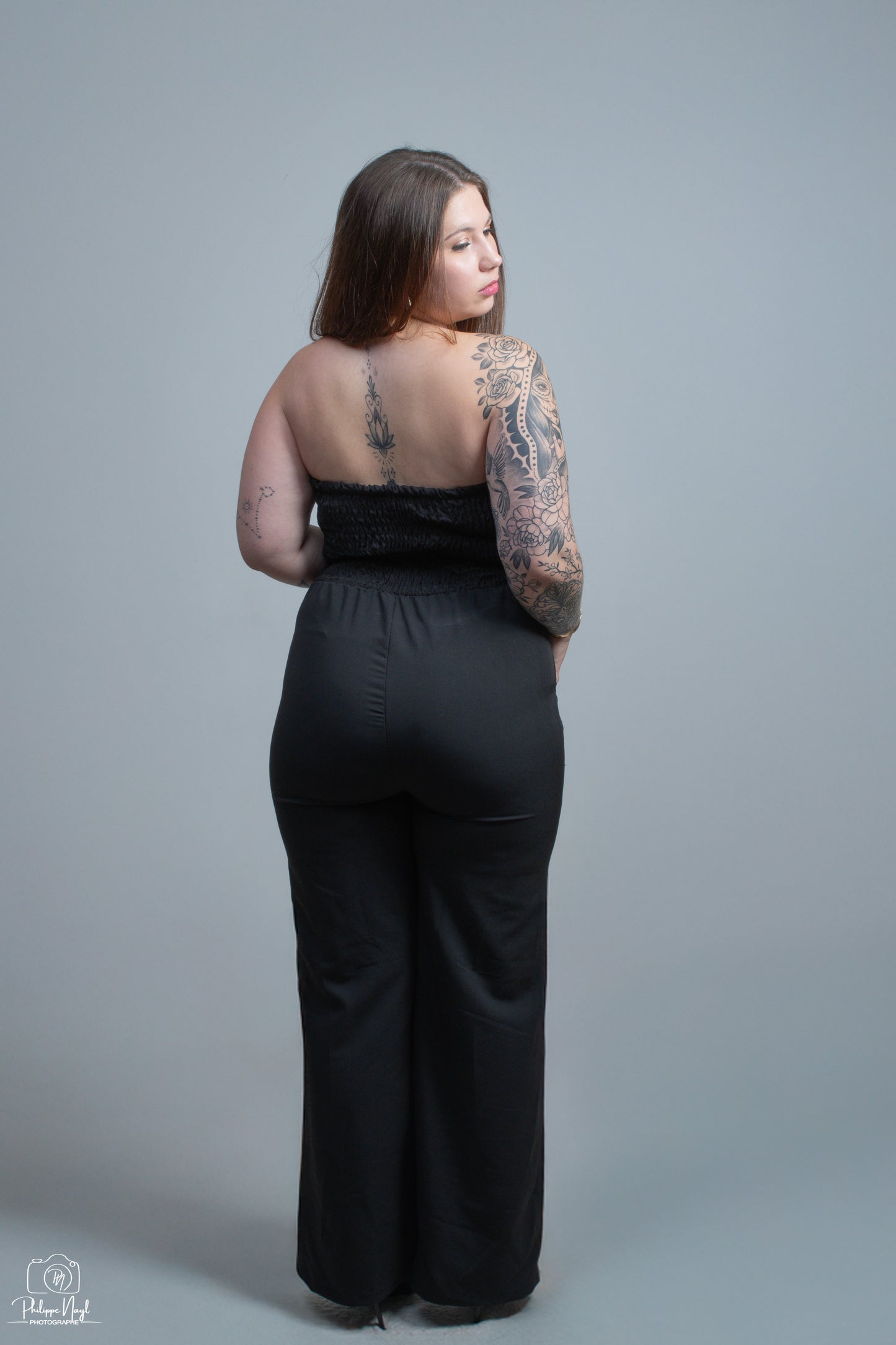Combinaison Pantalon Bustier Chic à détail bande froncé avec poches
