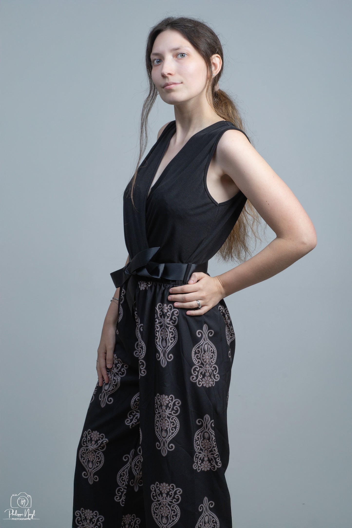 Combinaison imprimé, pantalon large fluide et chic